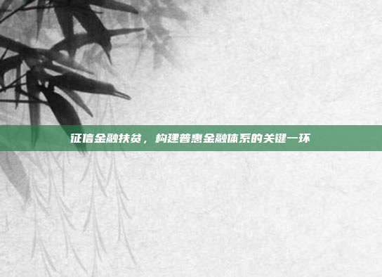 征信金融扶贫，构建普惠金融体系的关键一环