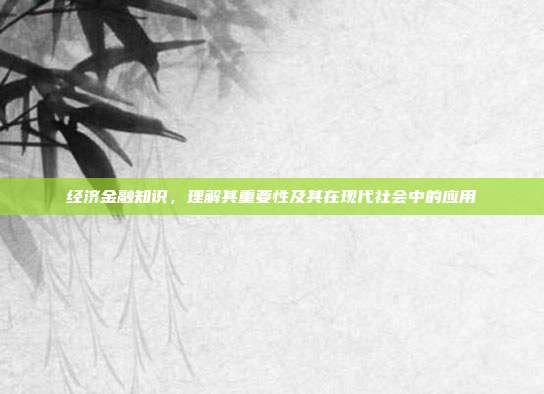 经济金融知识，理解其重要性及其在现代社会中的应用