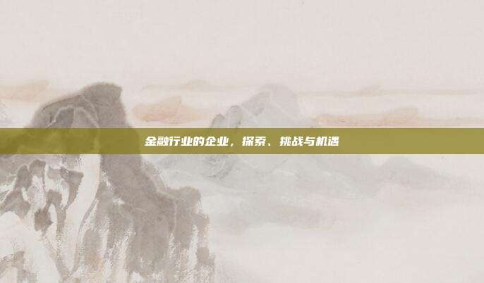 金融行业的企业，探索、挑战与机遇