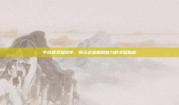 平均投资利润率，揭示企业盈利能力的关键指标