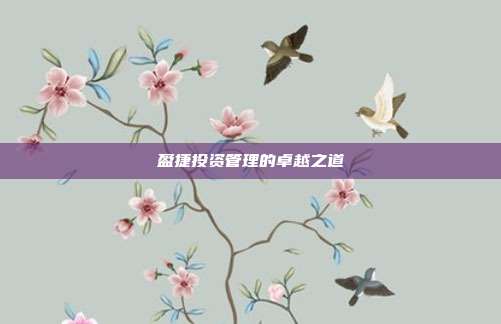 盈捷投资管理的卓越之道