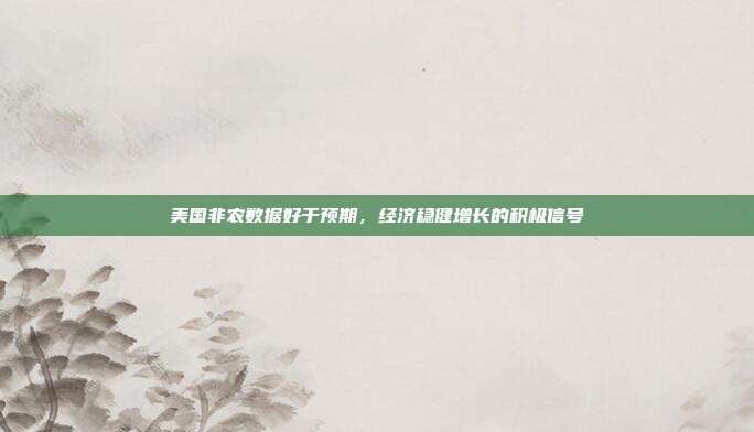 美国非农数据好于预期，经济稳健增长的积极信号