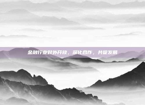金融行业对外开放，深化合作，共促发展