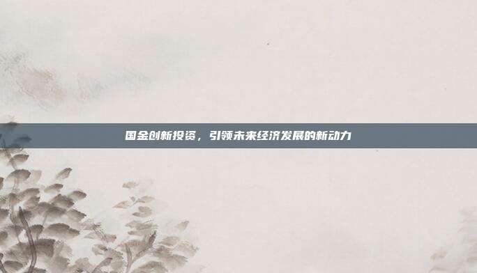 国金创新投资，引领未来经济发展的新动力