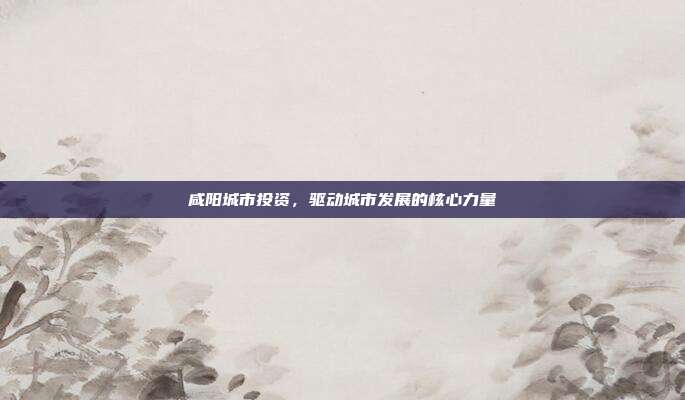 咸阳城市投资，驱动城市发展的核心力量