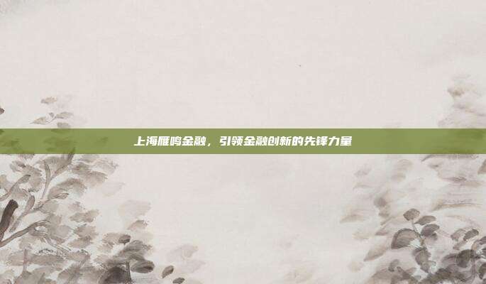 上海雁鸣金融，引领金融创新的先锋力量