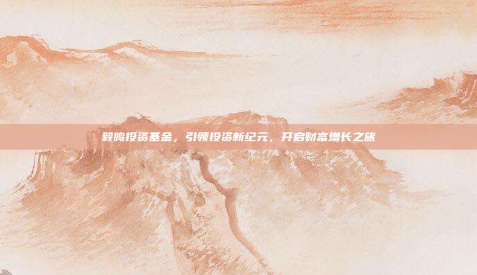 毅鸣投资基金,引领投资新纪元,开启财富增长之旅