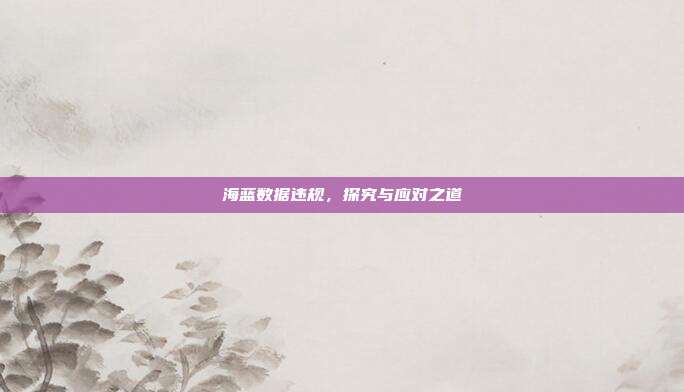 海蓝数据违规,探究与应对之道