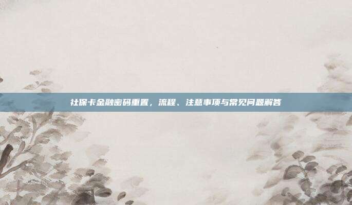 社保卡金融密码重置,流程、注意事项与常见问题解答