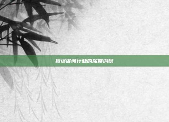 投资咨询行业的深度洞察
