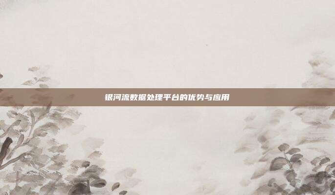 银河流数据处理平台的优势与应用