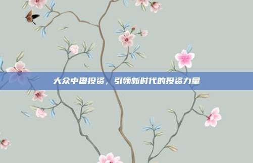 大众中国投资,引领新时代的投资力量
