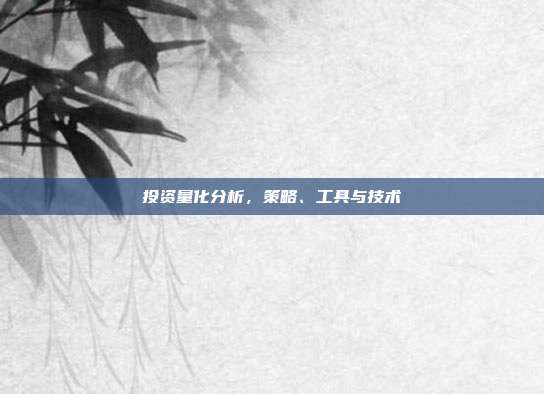 投资量化分析,策略、工具与技术
