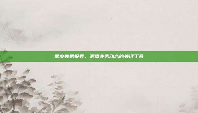 季度数据报表,洞悉业务动态的关键工具
