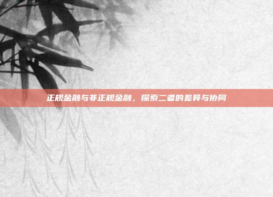 正规金融与非正规金融,探索二者的差异与协同