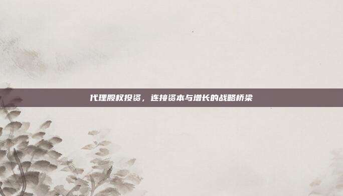 代理股权投资,连接资本与增长的战略桥梁