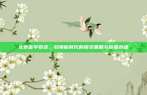 北京富宇投资,引领新时代的投资策略与价值创造