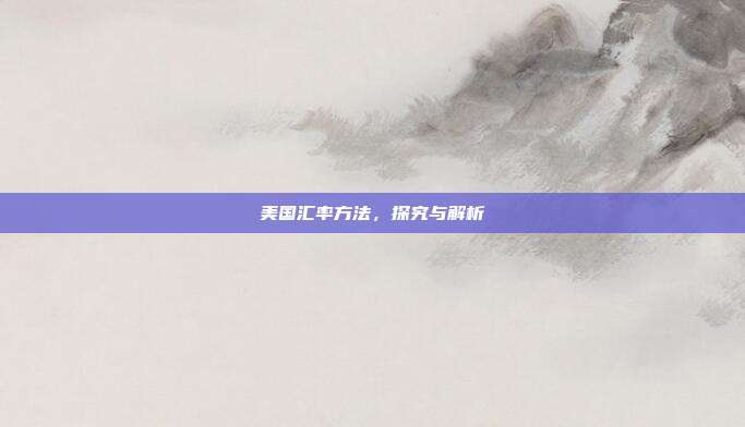 美国汇率方法，探究与解析