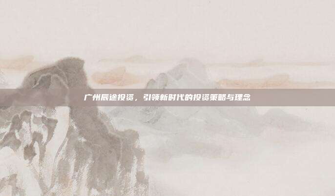 广州辰途投资,引领新时代的投资策略与理念