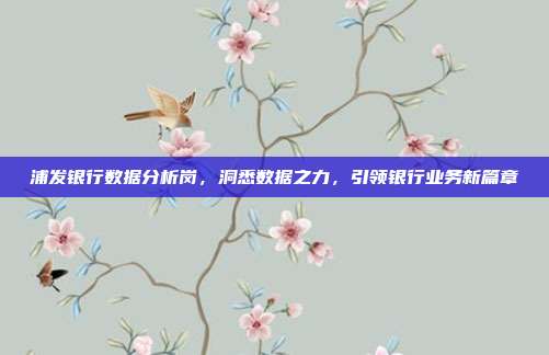 浦发银行数据分析岗,洞悉数据之力,引领银行业务新篇章