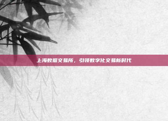 上海数据交易所,引领数字化交易新时代
