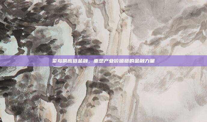 菜鸟供应链金融,重塑产业价值链的金融力量