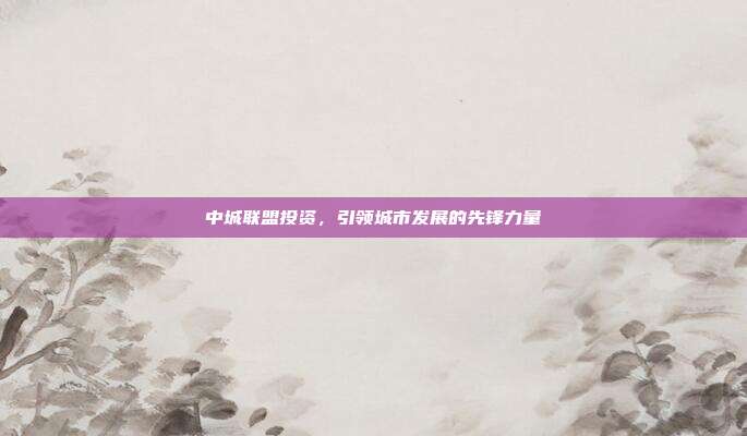 中城联盟投资，引领城市发展的先锋力量