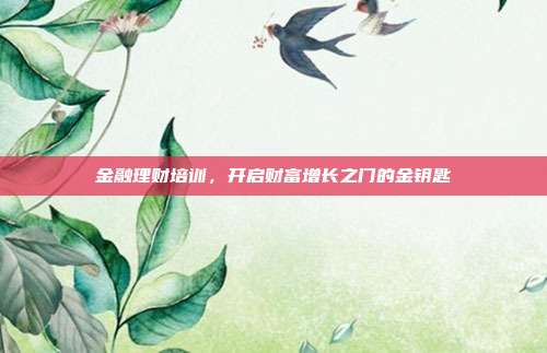 金融理财培训,开启财富增长之门的金钥匙