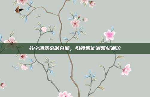 苏宁消费金融分期,引领智能消费新潮流