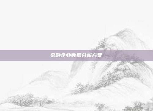 金融企业数据分析方案