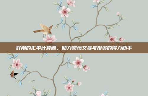 好用的汇率计算器,助力跨境交易与投资的得力助手