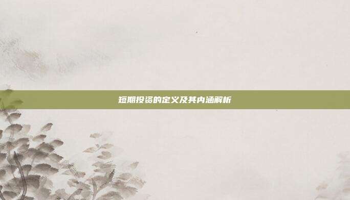 短期投资的定义及其内涵解析