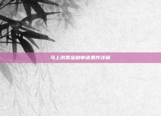 马上消费金融申请条件详解