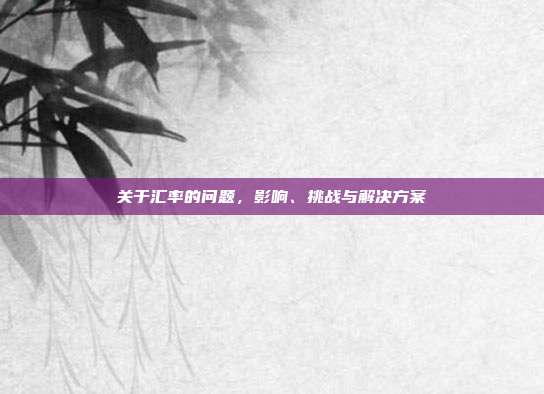 关于汇率的问题,影响、挑战与解决方案