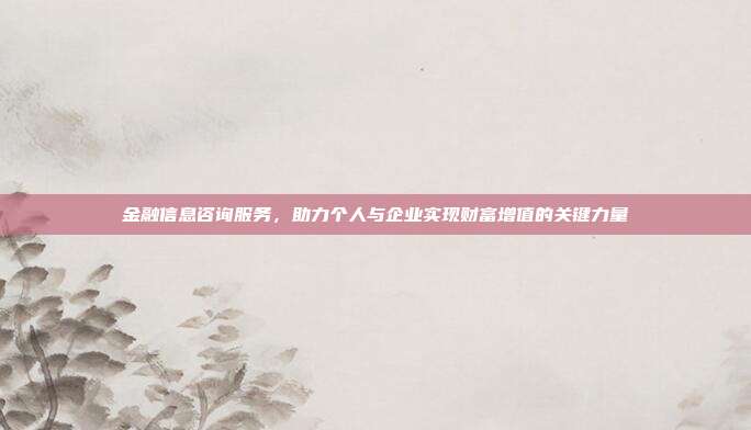 金融信息咨询服务,助力个人与企业实现财富增值的关键力量