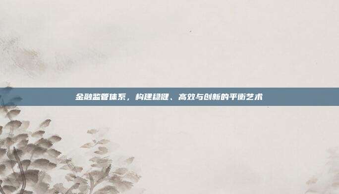 金融监管体系,构建稳健、高效与创新的平衡艺术