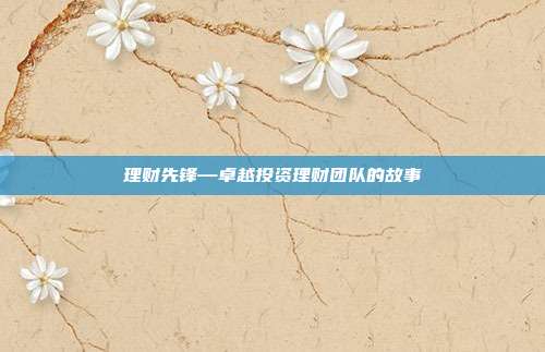 理财先锋—卓越投资理财团队的故事