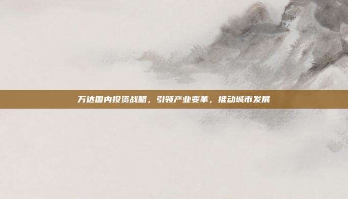 万达国内投资战略,引领产业变革,推动城市发展