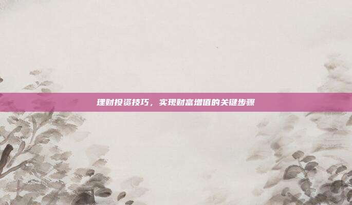 理财投资技巧，实现财富增值的关键步骤