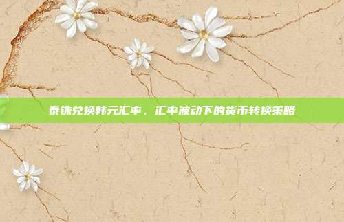 泰铢兑换韩元汇率,汇率波动下的货币转换策略