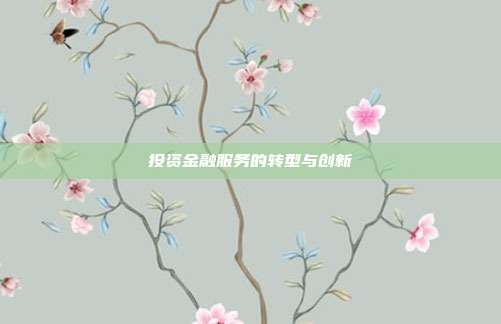 投资金融服务的转型与创新