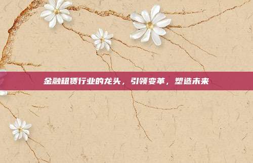 金融租赁行业的龙头,引领变革,塑造未来